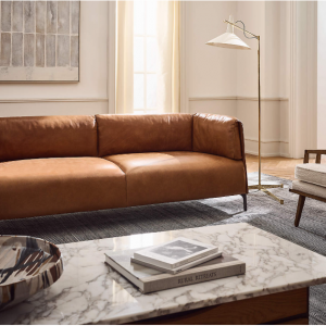 Exsior 无漆黄铜工作落地灯,带暖白色灯罩,型号 E11