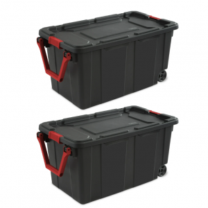 Sterilite 40 Gallon Wheeled Industrial Tote Plastic, Black, Set of 2 @ Walmart 