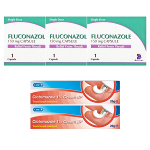 2 x Clotrimazole Cream 1% 20g & 3 x Fluconazole 150mg Capsules | ages of 16 – 60 @ Pharmacy First