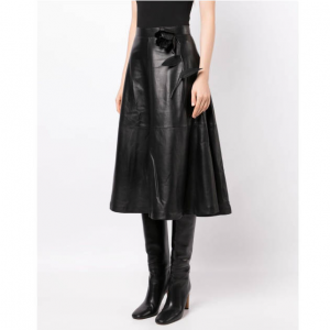 Elie Saab floral-embroidered 半裙皮裙