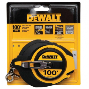 DEWALT Tape Measure, 100-Foot, Self-Lock, Solid Chrome Finish, Rubber Grip (DWHT34036L) @ Amazon