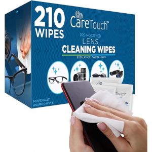 Care Touch Lens Wipes for Eyeglasses - 210 Individually Wrapped Pre-Moistened Wipes @ Amazon