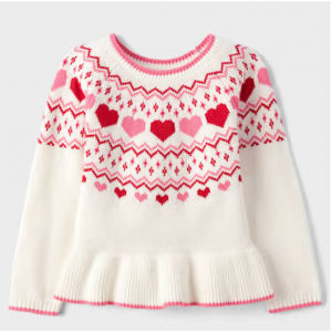 Gymboree Girls Fairisle Heart Peplum 毛衣