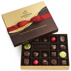 黑巧克力礼盒，红丝带，18块