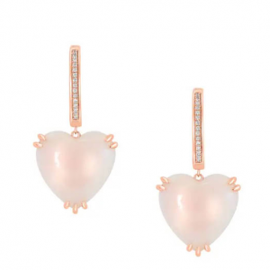 Effy 14K Rose Gold, Diamond & Pink Opal Heart Drop 耳环