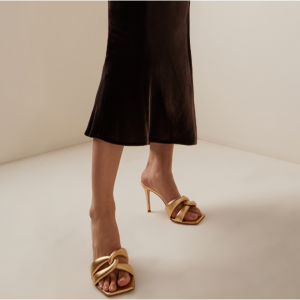 50% Off Gianvito Rossi Amour Padded Metallic-Leather Sandals @ Moda Operandi 