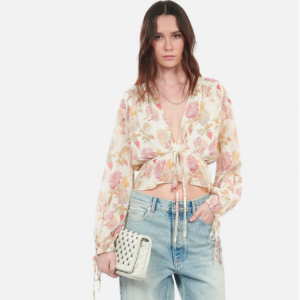The Kooples Printed silk top with ruffles