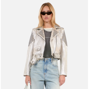 The Kooples Studded silver leather jacket