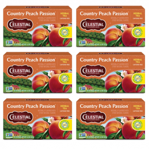 Celestial Seasonings Country Peach Passion Herbal Tea, Caffeine Free, 20 Count (6 Pack) @ Amazon