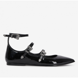 The Kooples Black leather ballerinas with western buckles 单鞋
