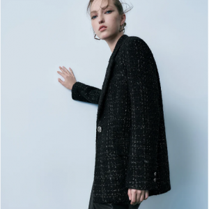 Urban Revivo Notch Lapel Tweed Blazer