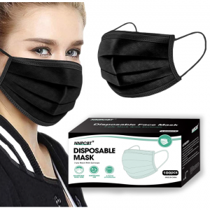 NNPCBT 100PCS 3 Ply Black Disposable Face Mask Filter Protection Face Masks @ Amazon