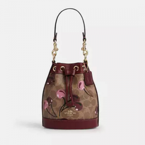 Coach Mini Bucket Bag In Signature Canvas With Cherry Print @ Coach Outlet