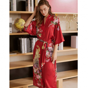 Ulivary Peacock Red 長款睡袍