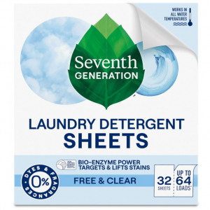 Seventh Generation Laundry Detergent Sheets, Up to 64 Loads, Free & Clear @ Amazon