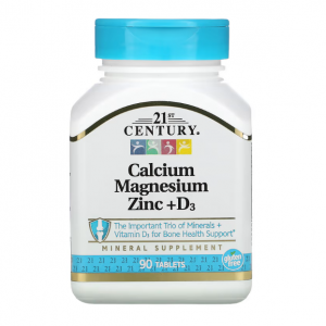 21st Century, Calcium Magnesium Zinc + D3, 90 Tablets