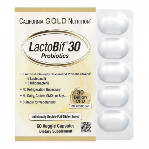 California Gold Nutrition, LactoBif® 30 益生菌，300 億 CFU，60 粒素食膠囊