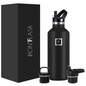 IRON °FLASK Camping & Hiking Hydration Canteens - Midnight Black, 32 Oz @ Amazon