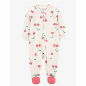 Baby Cherry Print 2-Way Zip Cotton Sleep & Play Pajamas