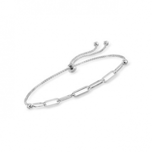 Yeidid意大利纯 925 纯银可调节回形针手链