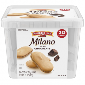 Pepperidge Farm Milano Cookies, Dark Chocolate, 20 Packs, 2 Cookies per Pack @ Amazon