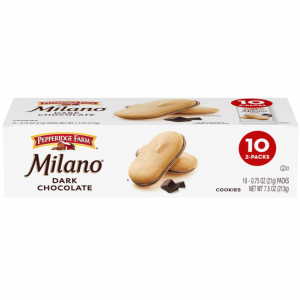 Pepperidge Farm Milano Cookies, Dark Chocolate, 10 Packs, 2 Cookies per Pack @ Amazon