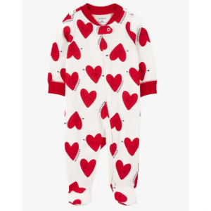 Baby Valentine's Day Heart 2-Way Zip Cotton Sleep & Play Pajamas