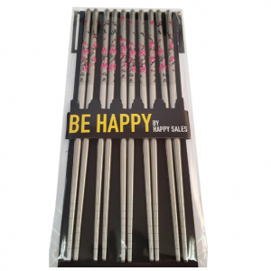 Happy Sales HSCS-SCB20, 5 Pairs Cherry Blossom Stainless Steel Chopsticks @ Amazon