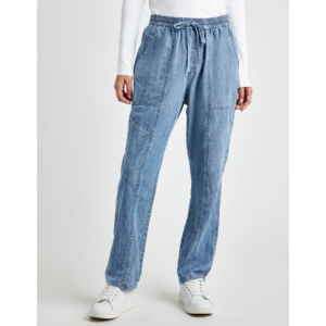 女士棉质靛蓝长裤