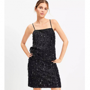 LOFT Sequin Fringe Mini Skirt