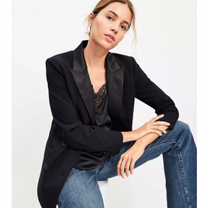 LOFT Satin Trim Relaxed Tuxedo Blazer