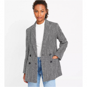 LOFT Herringbone Oversized Double Breasted Blazer