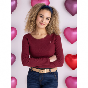 LACE TRIM SCOOP NECK RIB TOP