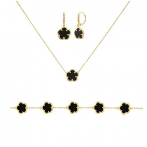 JanKuo 3-Piece 14K Goldplated Brass 项链耳环手链套装