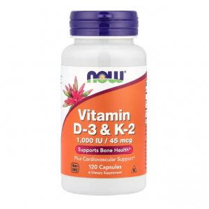 NOW Foods, Vitamin D-3 & K-2, 120 Capsules