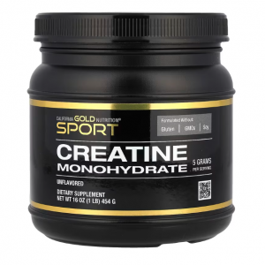 California Gold Nutrition, Sport, Creatine Monohydrate, Unflavored, 1 lb (454 g)
