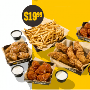 15 Boneless Wings, 5 Chicken Tenders, Large Fries and 5 Dips for $19.99 @ Buffalo Wild Wings