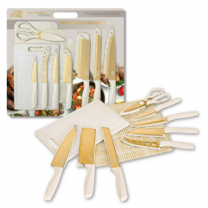 Thyme & Table 20 Piece Stainless Steel Gold Knife and Cutting Board Set, Taupe @ Walmart