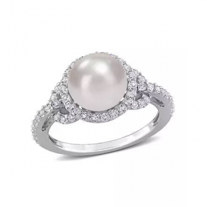 Belk & Co. 8.5-9mm Cultured Freshwater Pearl and 3/4 CT TGW 珍珠戒指