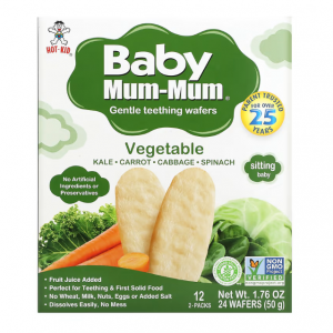 Hot Kid, Baby Mum-Mum,温和磨牙薄饼,蔬菜,12 包,每包 2 块