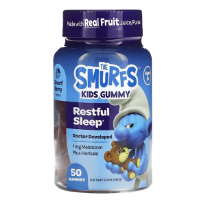 The Smurfs, 儿童软糖,宁静睡眠,3 岁以上,精灵莓味,50 粒