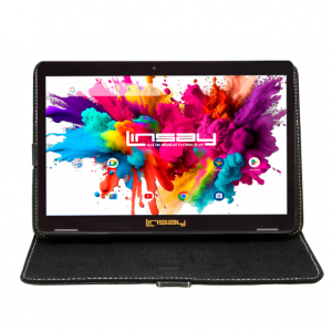 Linsay Octa Core 10.1" Tablet, 4GB RAM, 128GB Storage, Android 13, Bundled with Black Leather Case