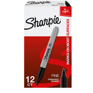 Sharpie 永久記號筆，細尖，黑色，12/包 (30001)