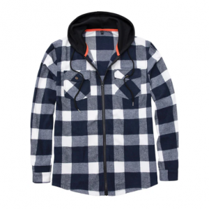 50% Off Men's Full Zip Up Hoodie Plaid Flannel Shirt Jacket with Hand Pockets @ FlannelGo