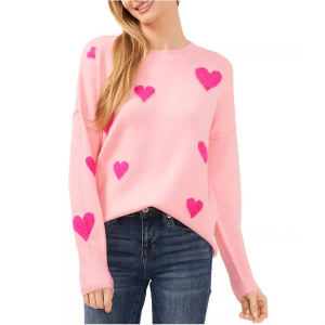 CeCe Valentine Heart-Print 女士针织衫