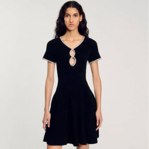 Sandro Paris Rhinestone 絲絨連衣裙