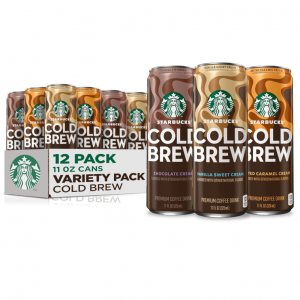 Starbucks Cold Brew Coffee, 3 Flavor Variety Pack, 11 fl oz Cans (12 Pack) @ Amazon