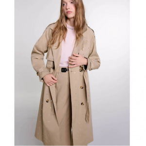 Maje Studded elastic waist trench coat