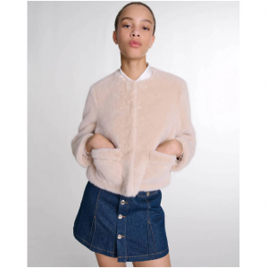 Maje Cropped faux fur jacket