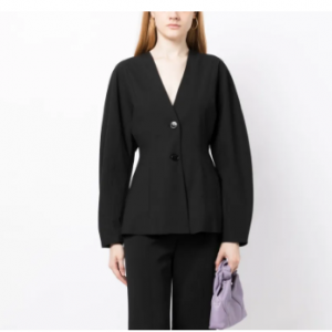 GANNI V-neck single-breasted blazer 单扣西装